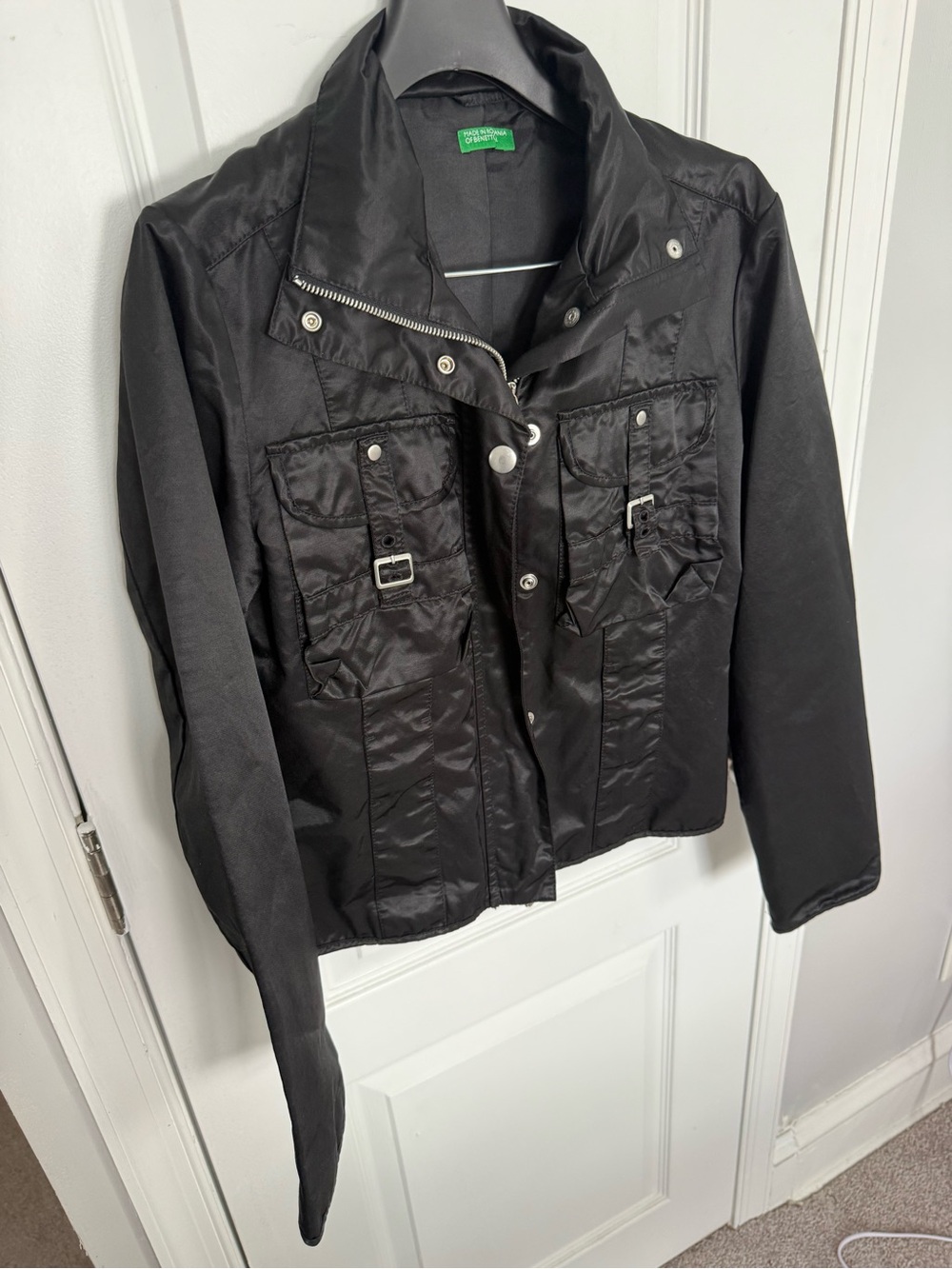 United Colors Of Benetton Black Utility Jacket with Buckle Details